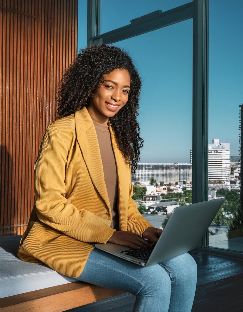 Professional Business Woman Working at Laptop